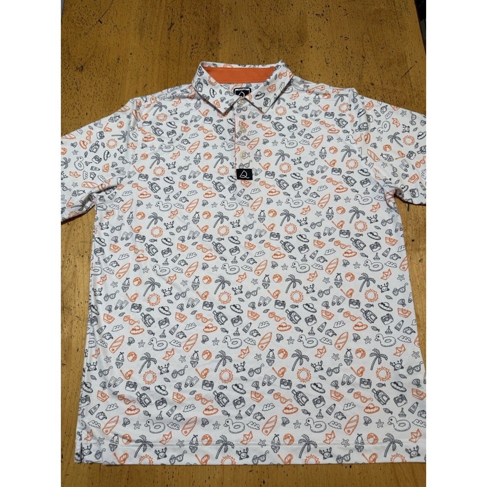 Deolax Polo Shirt Mens Large All Over Print Golf Performance Stretch Golfer